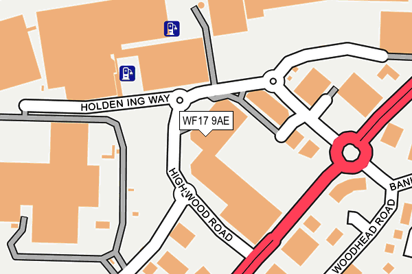 WF17 9AE map - OS OpenMap – Local (Ordnance Survey)