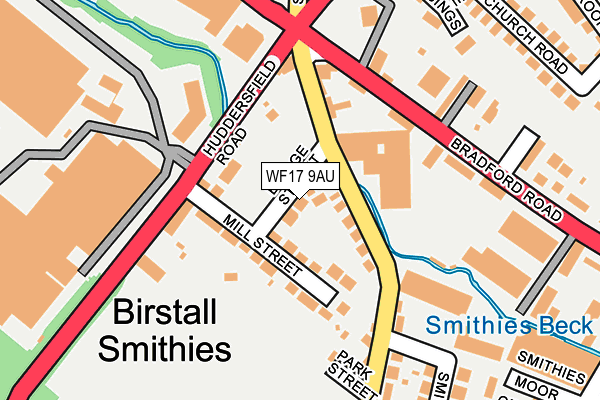 WF17 9AU map - OS OpenMap – Local (Ordnance Survey)