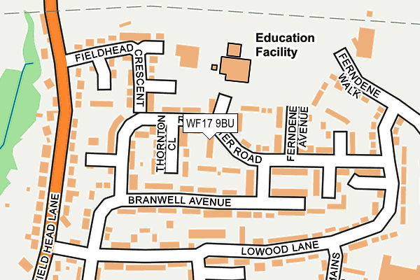 WF17 9BU map - OS OpenMap – Local (Ordnance Survey)