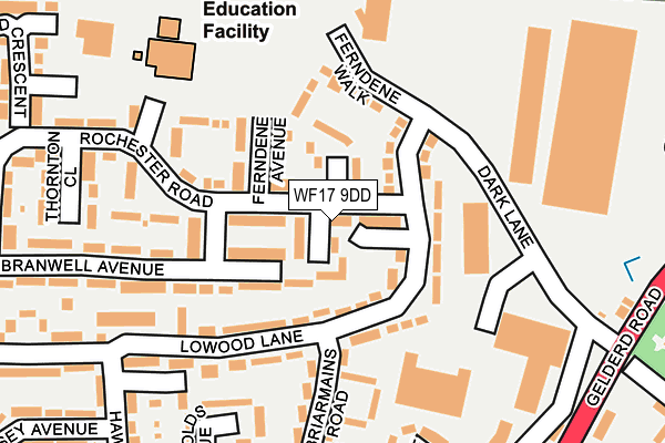 WF17 9DD map - OS OpenMap – Local (Ordnance Survey)
