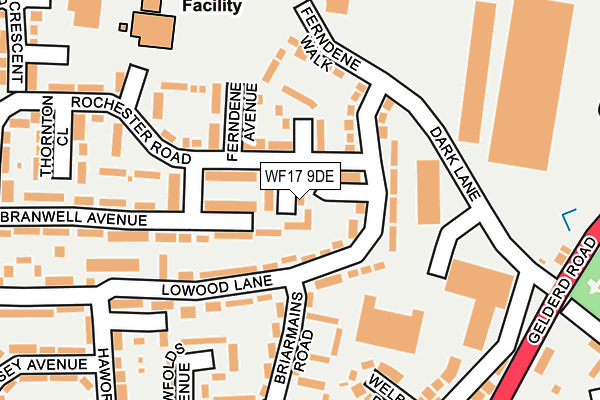 WF17 9DE map - OS OpenMap – Local (Ordnance Survey)