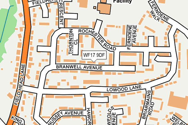 WF17 9DF map - OS OpenMap – Local (Ordnance Survey)
