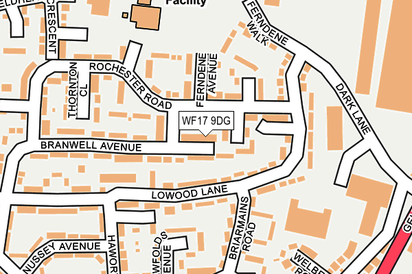 WF17 9DG map - OS OpenMap – Local (Ordnance Survey)