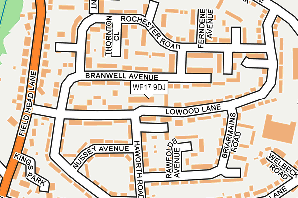 WF17 9DJ map - OS OpenMap – Local (Ordnance Survey)