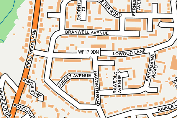 WF17 9DN map - OS OpenMap – Local (Ordnance Survey)