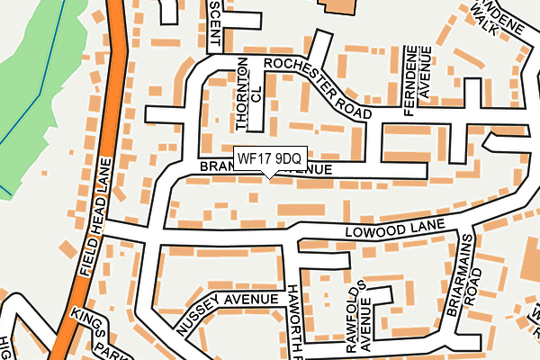 WF17 9DQ map - OS OpenMap – Local (Ordnance Survey)