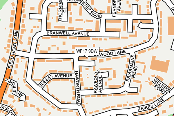 WF17 9DW map - OS OpenMap – Local (Ordnance Survey)