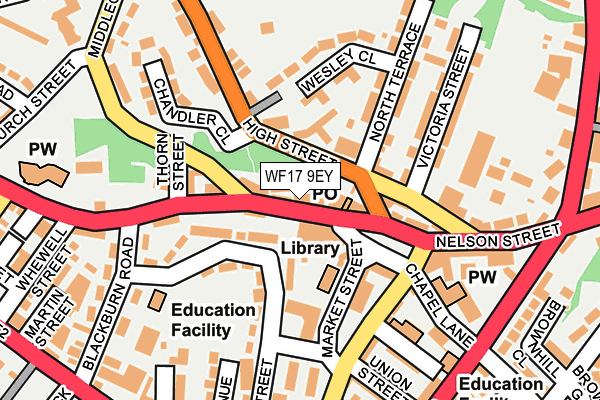 WF17 9EY map - OS OpenMap – Local (Ordnance Survey)