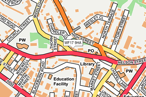 WF17 9HA map - OS OpenMap – Local (Ordnance Survey)