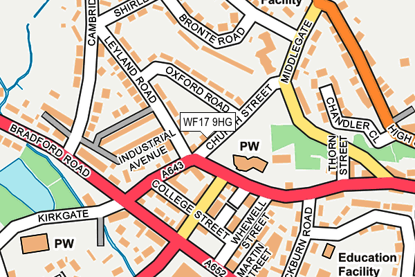WF17 9HG map - OS OpenMap – Local (Ordnance Survey)
