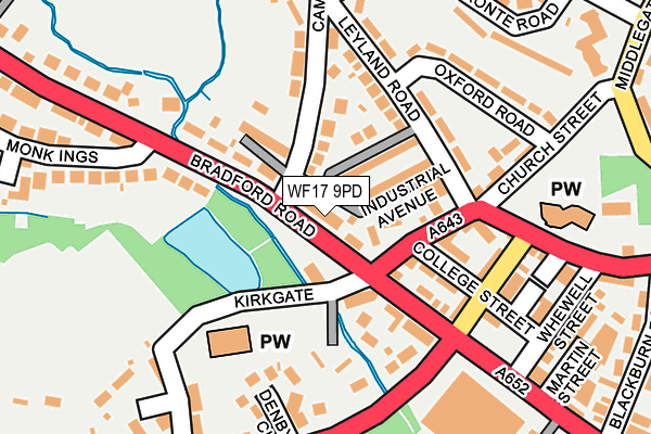 WF17 9PD map - OS OpenMap – Local (Ordnance Survey)