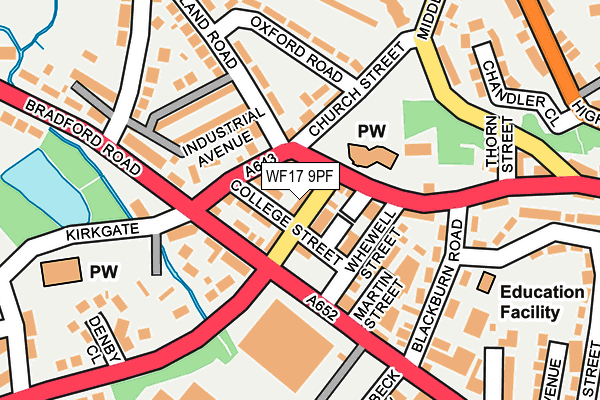 WF17 9PF map - OS OpenMap – Local (Ordnance Survey)