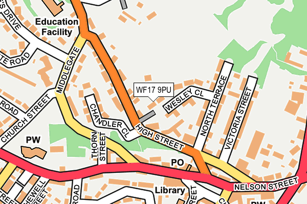 WF17 9PU map - OS OpenMap – Local (Ordnance Survey)