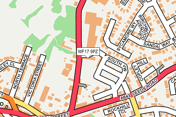 WF17 9PZ map - OS OpenMap – Local (Ordnance Survey)