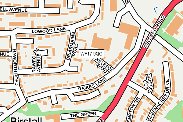 WF17 9QG map - OS OpenMap – Local (Ordnance Survey)