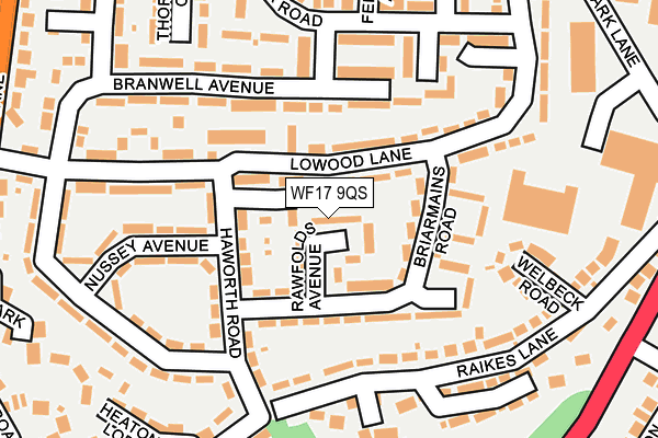 WF17 9QS map - OS OpenMap – Local (Ordnance Survey)