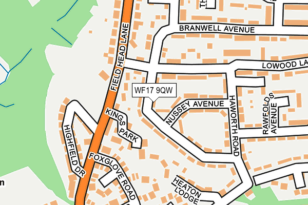 WF17 9QW map - OS OpenMap – Local (Ordnance Survey)