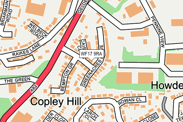 WF17 9RA map - OS OpenMap – Local (Ordnance Survey)