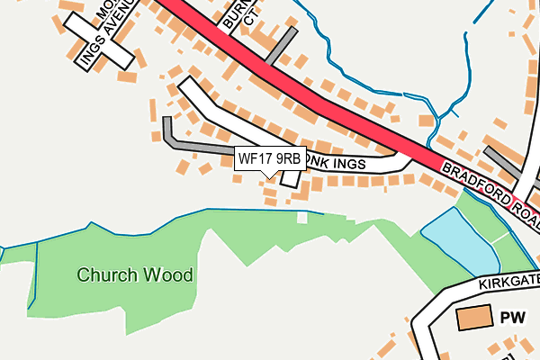 WF17 9RB map - OS OpenMap – Local (Ordnance Survey)