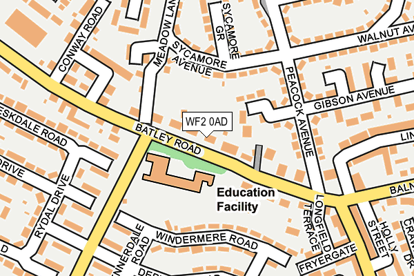 WF2 0AD map - OS OpenMap – Local (Ordnance Survey)