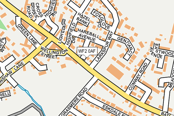 WF2 0AF map - OS OpenMap – Local (Ordnance Survey)