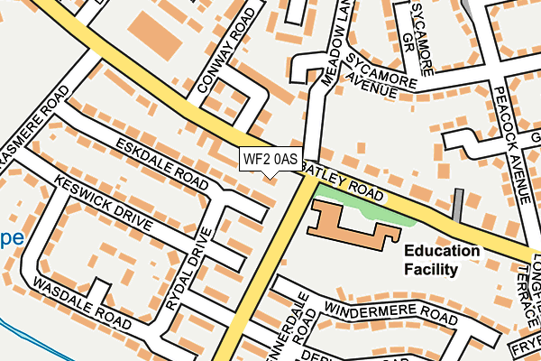 WF2 0AS map - OS OpenMap – Local (Ordnance Survey)