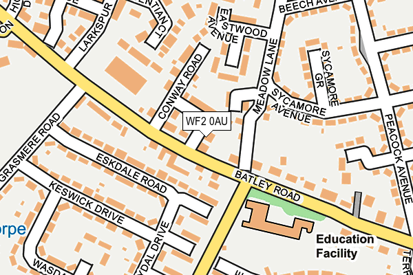 WF2 0AU map - OS OpenMap – Local (Ordnance Survey)