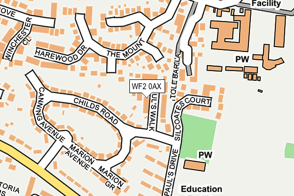 WF2 0AX map - OS OpenMap – Local (Ordnance Survey)