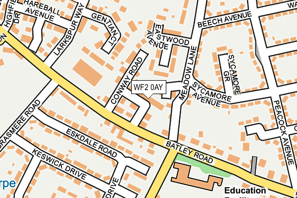 WF2 0AY map - OS OpenMap – Local (Ordnance Survey)