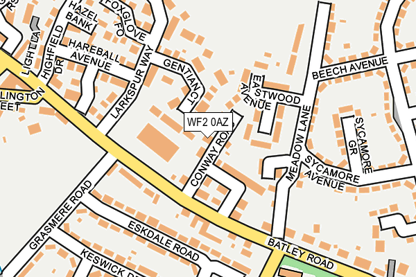 WF2 0AZ map - OS OpenMap – Local (Ordnance Survey)
