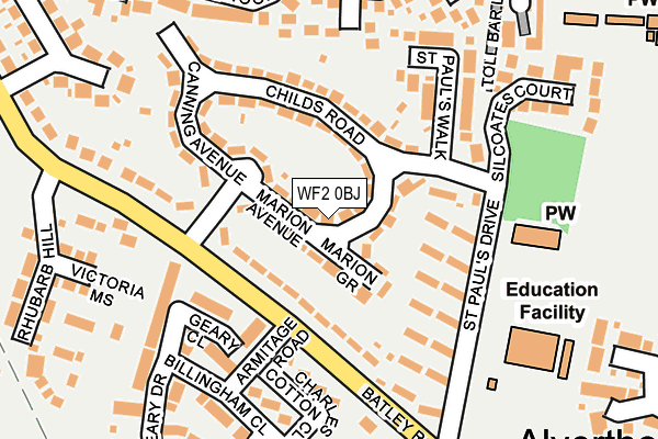 WF2 0BJ map - OS OpenMap – Local (Ordnance Survey)