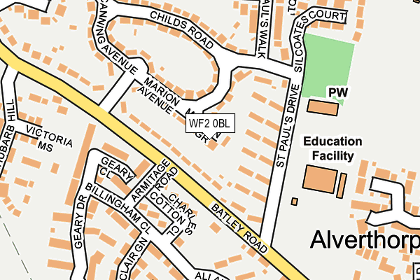 WF2 0BL map - OS OpenMap – Local (Ordnance Survey)