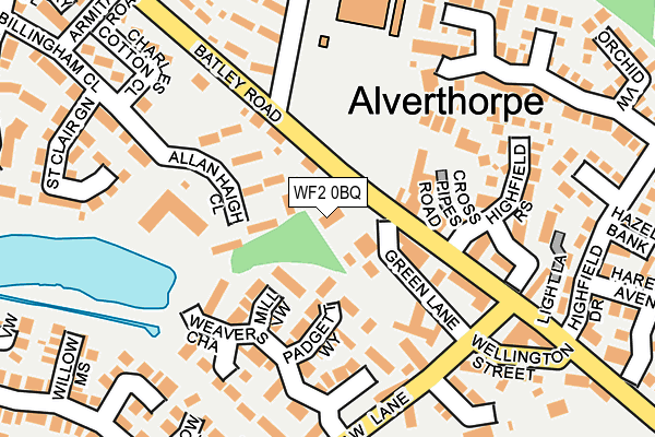 WF2 0BQ map - OS OpenMap – Local (Ordnance Survey)