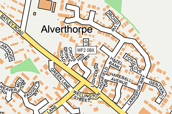 WF2 0BX map - OS OpenMap – Local (Ordnance Survey)