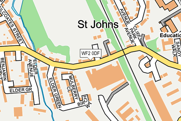 WF2 0DF map - OS OpenMap – Local (Ordnance Survey)