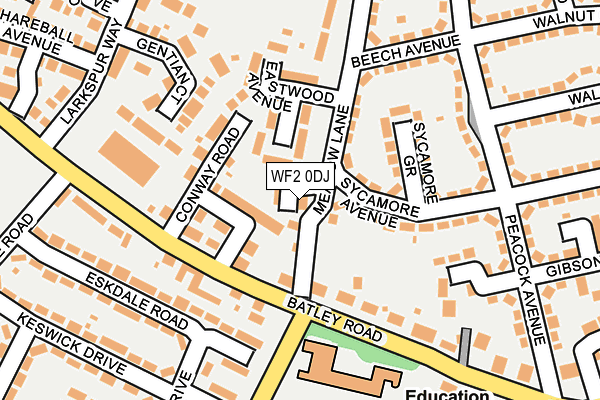 WF2 0DJ map - OS OpenMap – Local (Ordnance Survey)