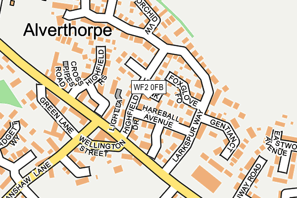 WF2 0FB map - OS OpenMap – Local (Ordnance Survey)