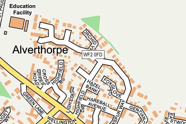 WF2 0FD map - OS OpenMap – Local (Ordnance Survey)