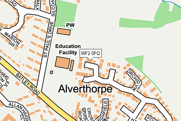 WF2 0FQ map - OS OpenMap – Local (Ordnance Survey)
