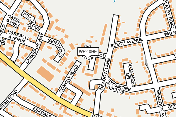 WF2 0HE map - OS OpenMap – Local (Ordnance Survey)