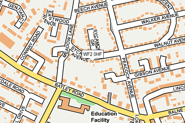 WF2 0HF map - OS OpenMap – Local (Ordnance Survey)