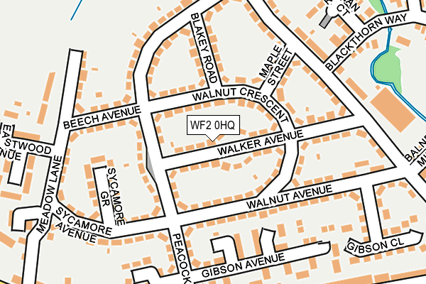 WF2 0HQ map - OS OpenMap – Local (Ordnance Survey)