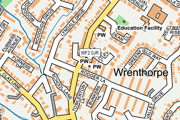 WF2 0JR map - OS OpenMap – Local (Ordnance Survey)