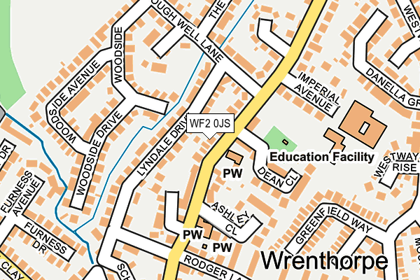 WF2 0JS map - OS OpenMap – Local (Ordnance Survey)
