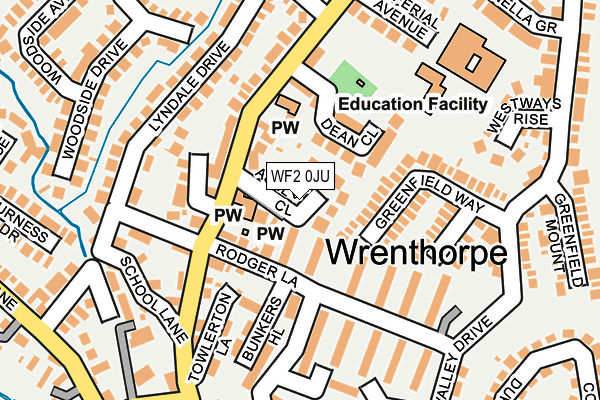 WF2 0JU map - OS OpenMap – Local (Ordnance Survey)