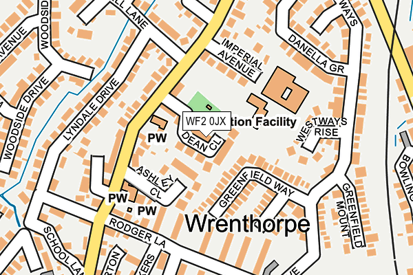 WF2 0JX map - OS OpenMap – Local (Ordnance Survey)