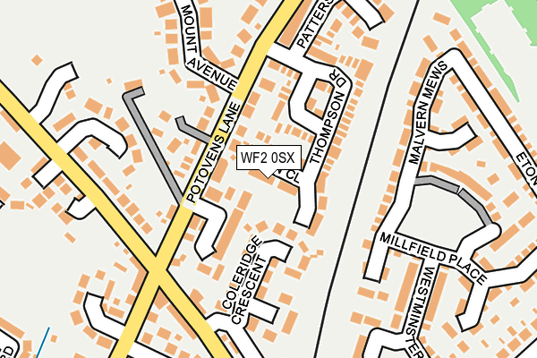 WF2 0SX map - OS OpenMap – Local (Ordnance Survey)