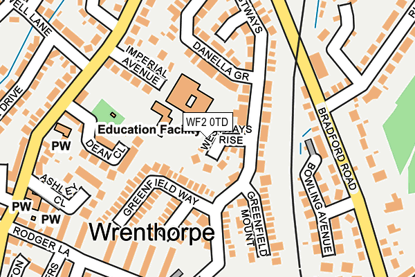 WF2 0TD map - OS OpenMap – Local (Ordnance Survey)