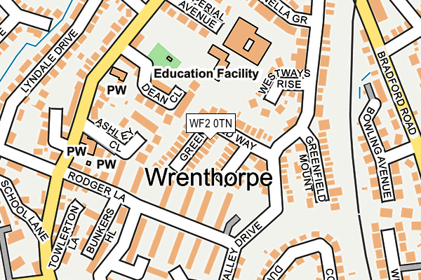 WF2 0TN map - OS OpenMap – Local (Ordnance Survey)