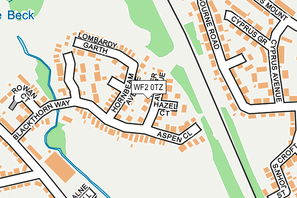 WF2 0TZ map - OS OpenMap – Local (Ordnance Survey)